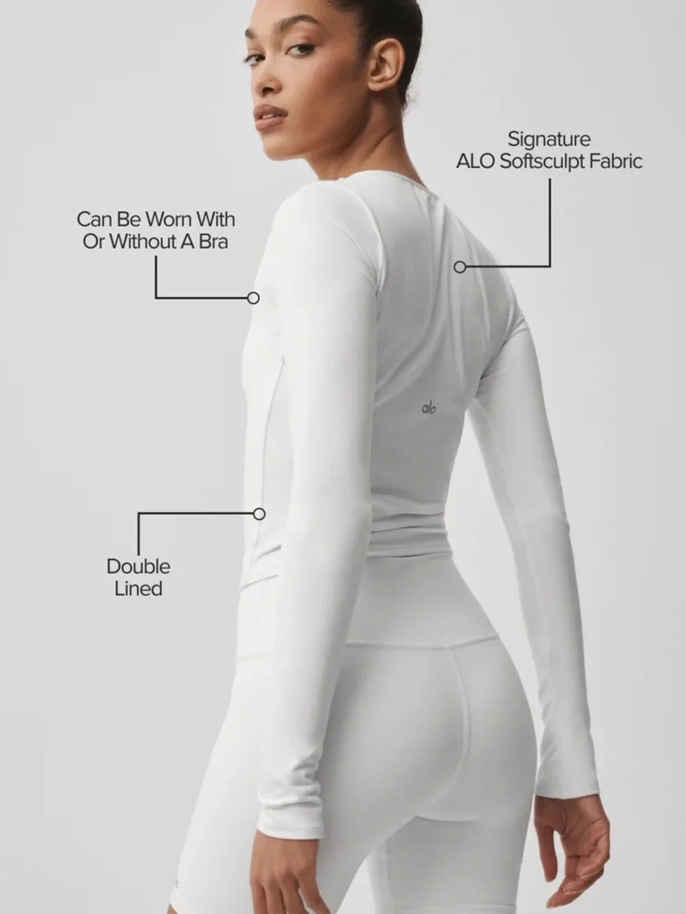 ALO Softsculpt Precision Long Sleeve in White - Small